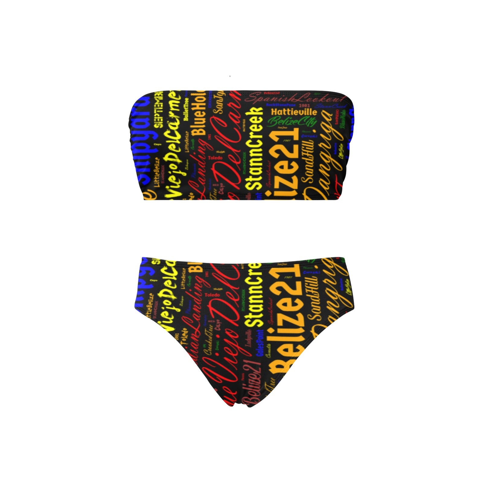 Black Tube Top Swim Wear Chest Wrap Bikini Swimsuit