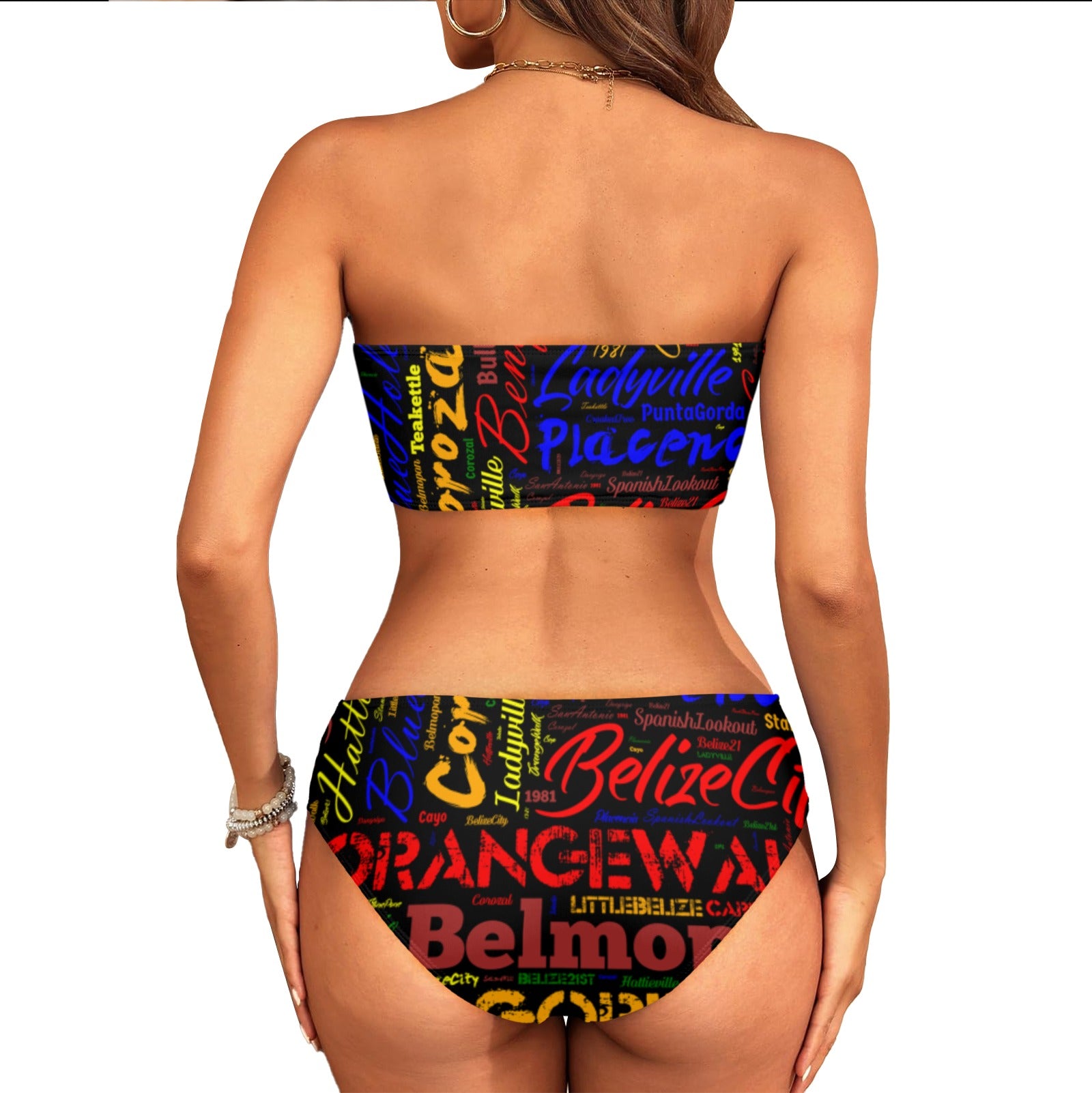 Black Tube Top Swim Wear Chest Wrap Bikini Swimsuit